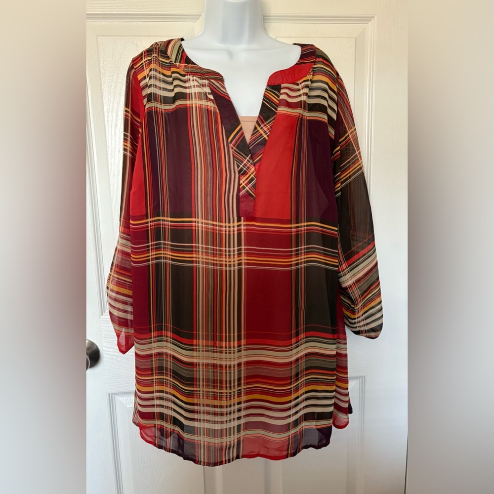 Red and Black Relaxed Boxy Top with Cami